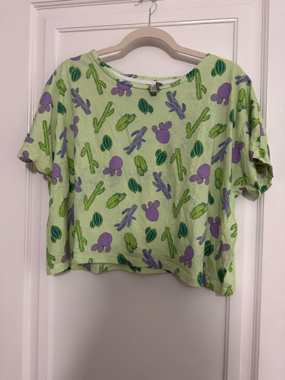 ASOS Light Green Cactus Print Cropped Tee
